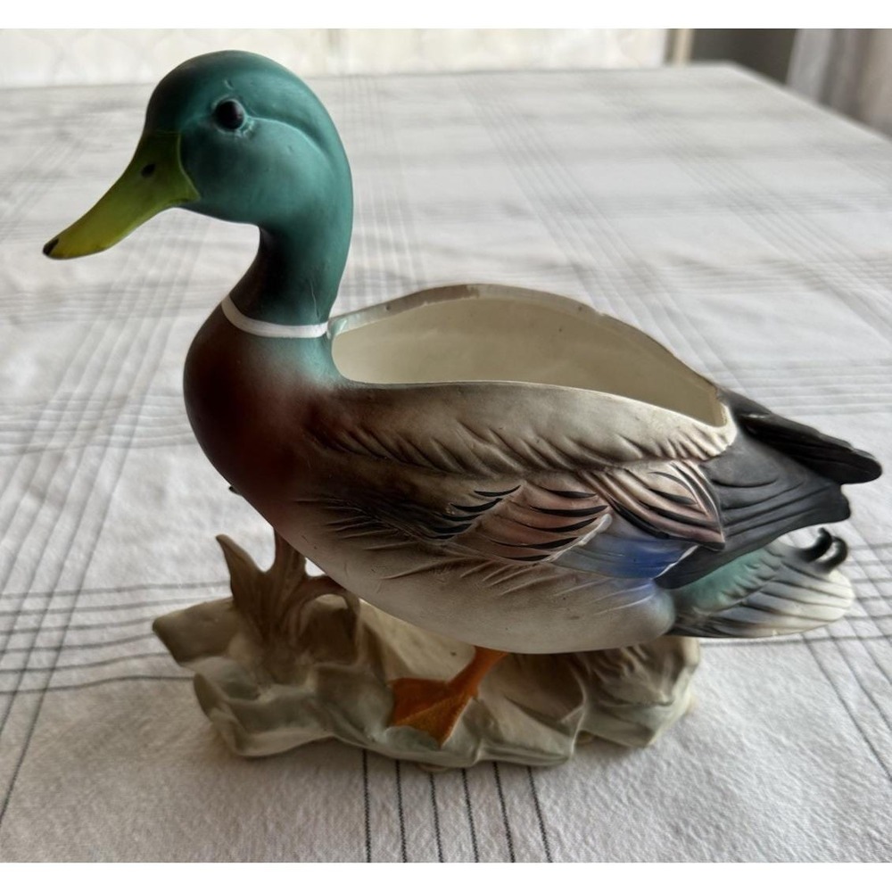Vintage MCM Inarco 1962 Ceramic Mallard Duck Figurine Planter